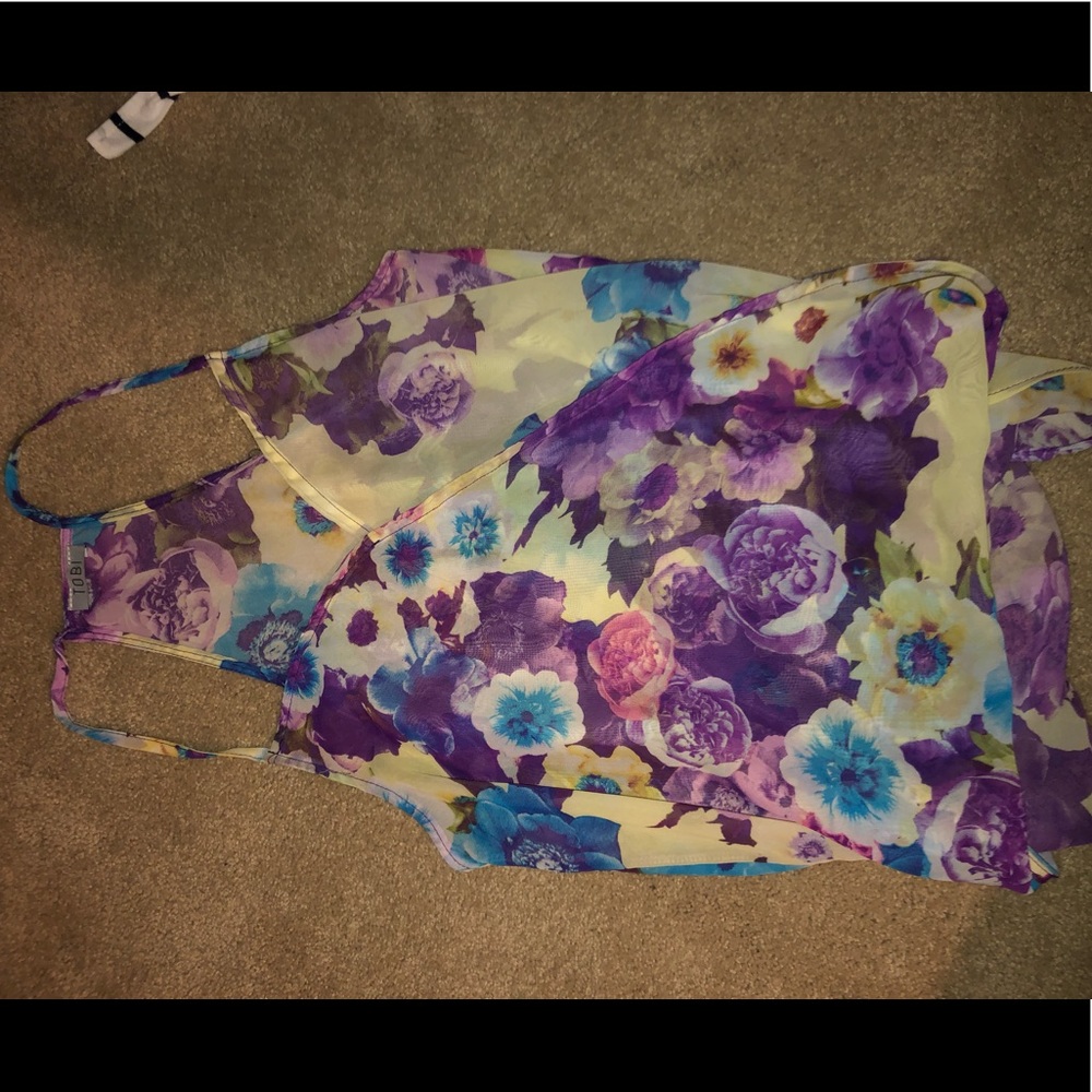 Tobi cross front floral tank top